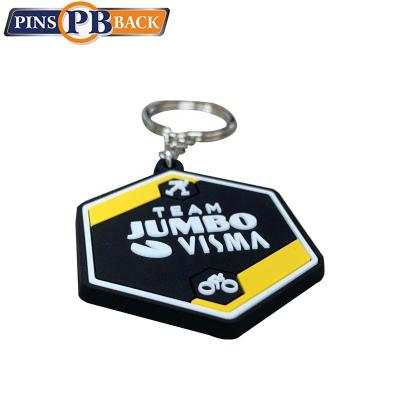 China Custom embossed soft 3d logo popular rubber key chain pvc rubber colorful for sale