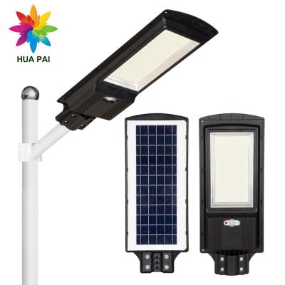 China ROAD HUAPAI 500 Sensor IP65 ABS Warm Light Remote Control Street Light 500 Watt 1000 All In One Solar Led Street Light for sale