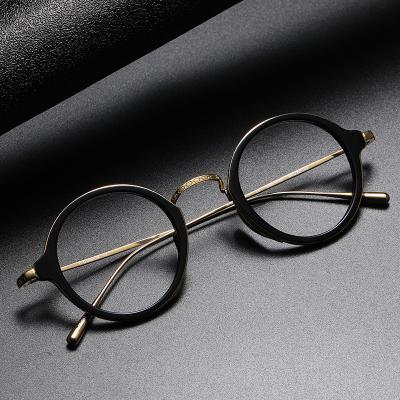 China Good Quality Japanese Handmade Titanium Acetate Round Eyewear Computer Glasses Vintage Reading Glass Designer Glasses Optical Frames for sale