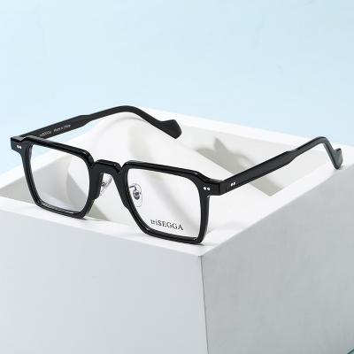 China Anti Ray Blocking Optical Glasses Stock Acetate Glass Men Fashion Unique Blue Handmade Square High Quality Men Frame Glasses Colored Acetate Eyewear for sale