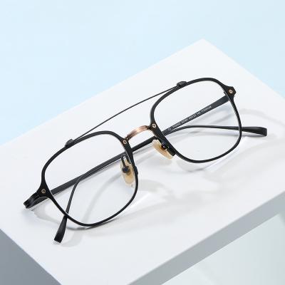 China Reading Game Working Eyewear Retro Computer Glass Optical Frames Square Glasses Double Bridge Black Titanium Glasses Wholesale For Unisex for sale