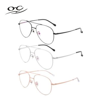 China For Optical Glasses Fashion Titanium Alloy Ultralight Metal Eye Glasses Eyeglasses Frames Pilot Double Bridge Classic Durable Unisex Frame for sale