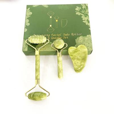 China Anti Aging Natural Stone Pink White Mini Facial Skin Custom Magnetic Box Packaging Green Jade Roller for sale