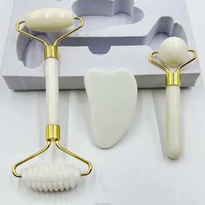 China Stimulate Collagen Production with Face Neck Body Massage Jade Roller and Gua Sha Set for sale