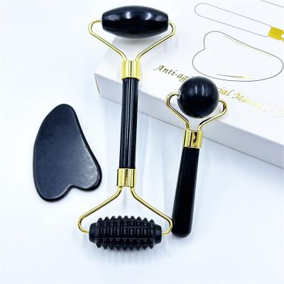 China Roller de massagem corporal para rosto e pescoço com Gua Sha e Roller de Jade Natural em caixa à venda