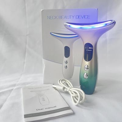 China EMS Heated Vibration Neck Face Lifting Beauty Device for Face Neck Wrinkle Removal for sale