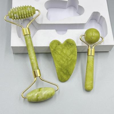 China Jade Roller Gua Sha Set 100% Natural Double Head Tools for Face and Body Rejuvenation for sale