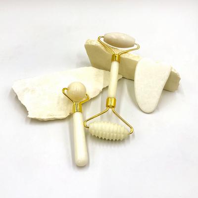 China Green Jade Roller and Guasha Set for Facial Care Target Area Eyes Customized Gift Box for sale