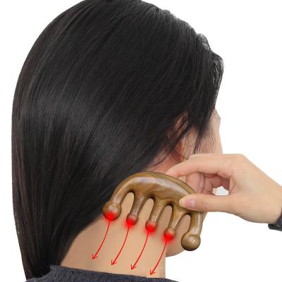 China Sandalwood Meridian Comb for Scalp Health Women's Wide Tooth Gua Sha Massage Comb for sale