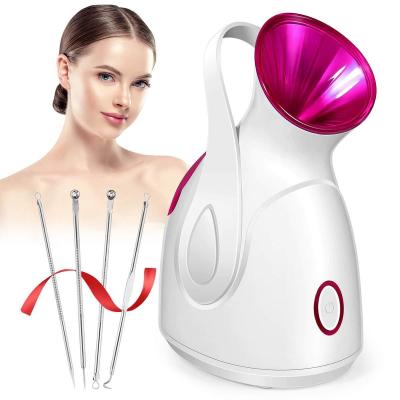 China 2023 Ionic Face Steamer Hot Cold Humidifier Portable Facial Steamer Moisturizer Salon for sale