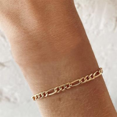 China CLASSIC female eManco 8mm Figaro link chain bracelet stainless steel gold charm bracelets chain bracelets for sale