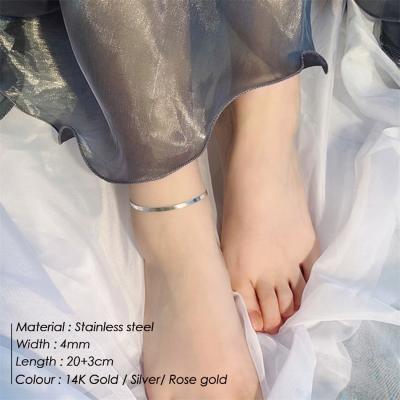 China Minimalist 316L Stainless Steel CLASSIC European Fashion Lady Anklet 14k Gold Plated Smooth Snake Chain Anklet for sale