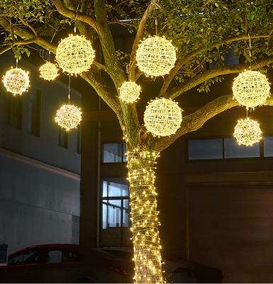 China Large Led Light String Rattan Led Ball Light Outdoor Hanging Christmas Decoration Ball Light for sale