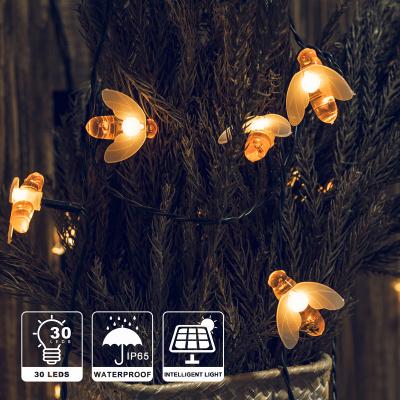 China Bee Light 30LED Solar Power Bee LED Projector Beads Tree String Lights Bee Decorative For Tree Fences Hedges for sale