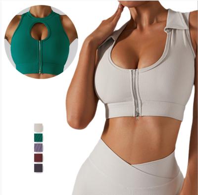 China 2022 Fashionable Sexy Fitness Crop Top Breathable U-Neck Yoga Gym Vest Sports Bras Cutout Athleisure Cutout Activewear for sale