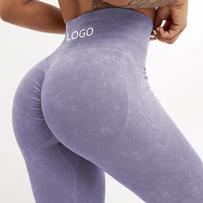 China Breathable high waist washed seamless yoga pants butt crack! crack! Fitness Leggings Women Workout Gym Sports Tight Elastic Pants for sale