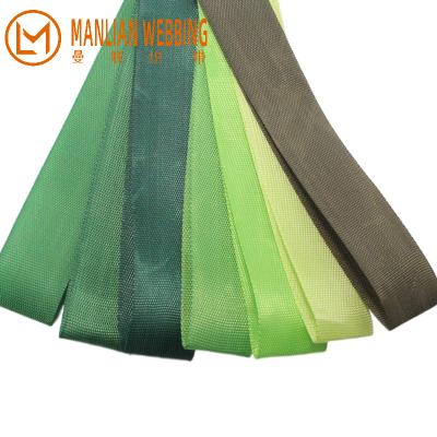 China Low moq high tenacity GREEN polyester band polyester edge belt tape high quality custom woven nylon band polyester webbing webbing for sale