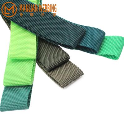 China Green low tenacity high moq polyester network filament edge webbing for bag strap/seat belt/military tape hemming for sale