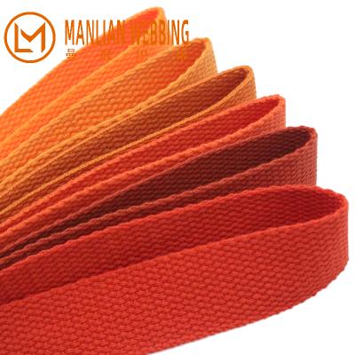 China Factory low tenacity high moq cotton webbing orange belt braided cotton band soft 20/25/32/38/50mm woven cotton webbing for sale