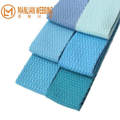 China Blue low tenacity high moq factory cotton webbing belt braided cotton band soft 20/25/32/38/50mm woven cotton webbing for sale