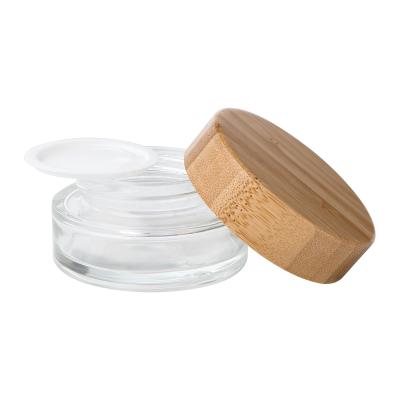 China 50g Cosmetic Glass Cream Jar With Bamboo Lid China Custom Bamboo Cosmetic Jar Packaging for sale