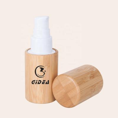 China 30ml 50ml PET Cosmetic Bamboo Cosmetic Pump Lotion Bottle for sale