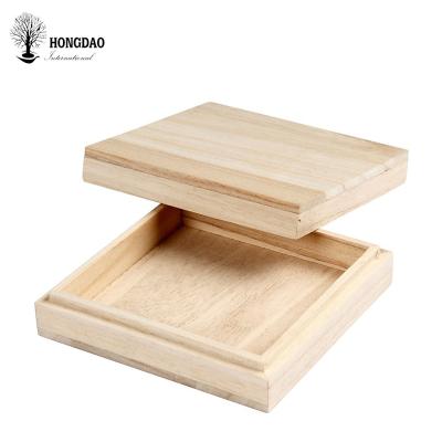 China HONGDAO Recyclable Wedding Cake Boxes Design Unfinished Wooden Box For Wedding Cake Packaging for sale