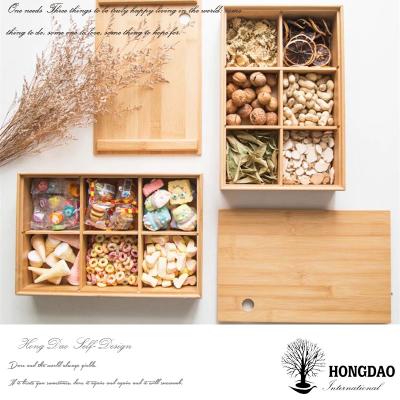 China HONGDAO Materials Recycled Hot Selling Bamboo Storage Box For Wooden Nut Food Box Without Lid for sale