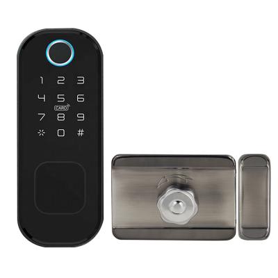 China Outdoor Waterproof Garden Rim Lock Electric Digital Password Door Fingerprint Key Night Smart Latch Door for sale