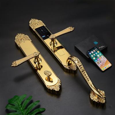 China Entrance door/door/double door copper/European high quality smart pure copper door lock gold entry password door lock/door luxury door all copper lock fingerprint for sale