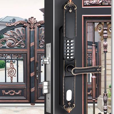 China Door European Style Sliding Waterproof Cover Temple Iron Door No Power Supply Battery Key, Password Mechanical Digital Door Lock for sale