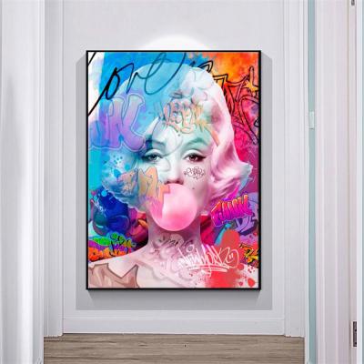 China Modern Abstract Art Canvas Print Beautiful Woman Poster Painting Graffiti Noise On The Wall Art Picture for sale