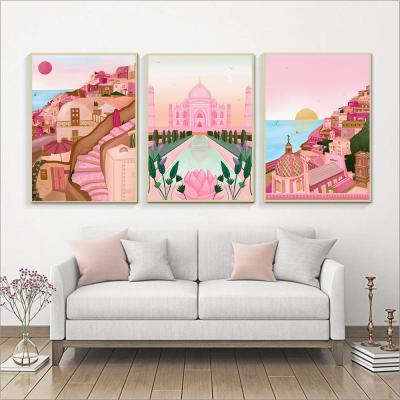 China Italy Poster Rose Moscow Print Canvas Wall Art Painting Nordic Travel Decoration Modern Building Picture for sale