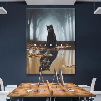 China Art Animal Painting Cat Painting Modular Reflection Mentality Modern Wall Decor Home Canvas Print Poster for sale