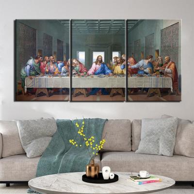 China Modern Wall Art Canvas Painting Print Posters And Prints The Last Supper 3 Panel Picture Home Decor for sale