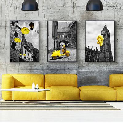 China Modern Canvas Poster For Wall Art Black And White, Yellow Bus, Car Styling Nordic Landscape Paintings Establishing Picture For Bedroom for sale