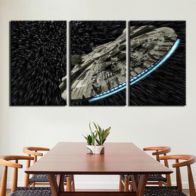 China Modern Canvas Wall Art 3 Panels Millennium Falcon Movie Pictures Prints Poster Home 3 Pieces Canvas Painting Movie for sale