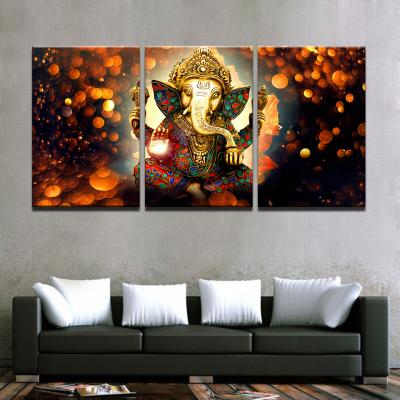 China Modern Frame Modular Picture For Living Room Bedroom Decor 3 Panel Elephant Poster Print Canvas Painting Lord Ganesha Wall Art for sale