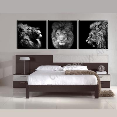 China 3 Panels Modern Abstract Lion King Canvas Art Wall Painting Pictures For Living Room Decoration Pictures Canvas Print for sale