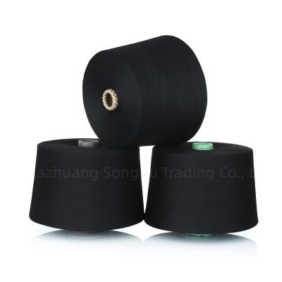 China Anti-Bacteria Cheap polyester yarn 32S/45s/40s/100% recycled ring spun polyester fiber black for machine weaving. for sale