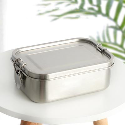 China Portable Sustainable Wholesale Kids Sealed Square 304 Stainless Steel Cool-Keeping Lunch Box With Buckle for sale