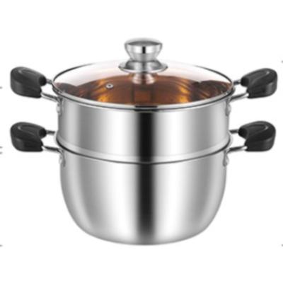 China Cheap Portable Stainless Steel Food Steamer Viable Hot Sale New 2 Layer Stainless Steel Steamer Pot Style for sale