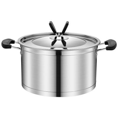 China 22/24/26 cm Sustainable Wholesale Right Angle Single Layer Video Stainless Steel Soup Pot With Bakelite Handle for sale