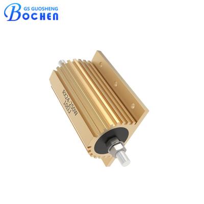 China RX24 250W 10ΩJ Gold Aluminum Housed Wirewound Power Resistor With Screw Terminals for sale