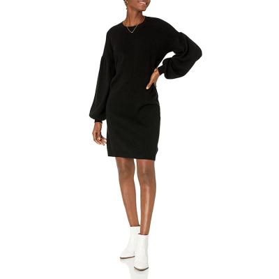 China Factory Wholesale Women's Puff-sleeve Sweater Dress 2021 Elegant Casual Dress Anti-Static for sale