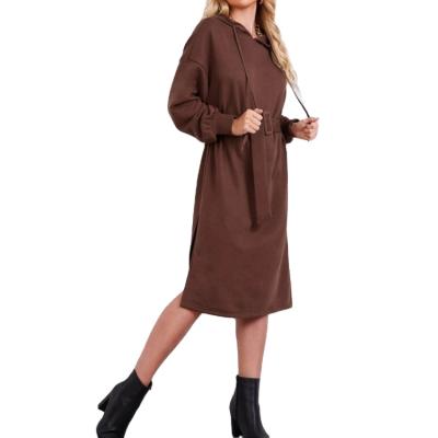 China Anti-wrinkle Women's Sweater With Belt And Open Edge Oversized Autumn And Winter Hoodie Dress for sale