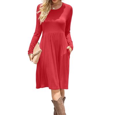 China Anti-Static Women's Casual Pocket High Waist Long Sleeve Loose Dress Career Dress for sale