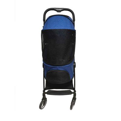 China Viable Outdoor Travel Luxury Pet Stroller Customized Blue 4 Wheel Pet Stroller Pet Trolley Dog Strollers for sale