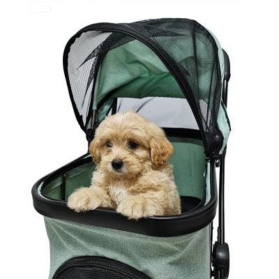 China Outdoor Activity Sustainable Hand One Fold Pet Stroller Animal Carrier Trolley Pet Backpack Carrier Small Stroller for sale