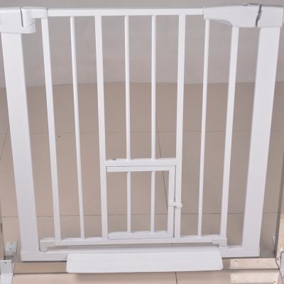 China Adjustable Easy Open Expandable Pet Door White Folding Pet Safety Gate Metal Baby Safety Door Viable With Small Door for sale